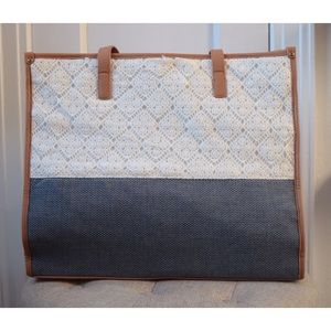 Summer Tote | White/Blue/Tan